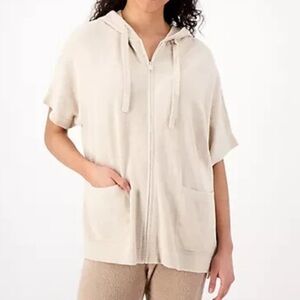 Barefoot Dreams CozyChic Ultra Lite Short Sleeve Zip Up Hoodie Size L/XL
